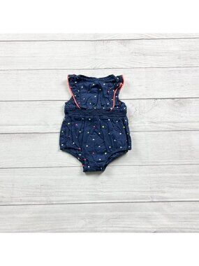 Polka Tots Infant Navy Blue Printed Romper Lightweight 3-6 Months